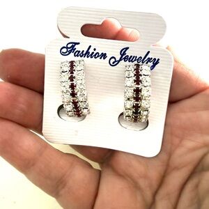 Vintage Elegant Silver and Red Fashion Earrings